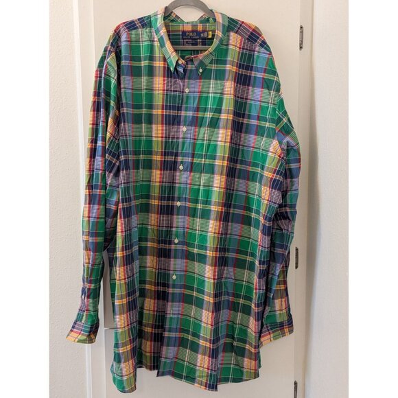 NWOT Polo Ralph Lauren Mens 4XLT Classic Fit Multicolor Plaid Button-Down Shirt - Picture 1 of 6